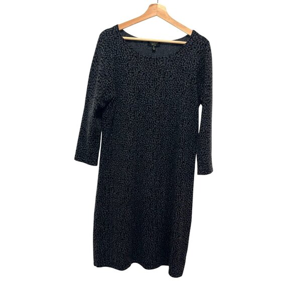 Charter Club 100% Cashmere  Womens XL Black & Gray Sweater midi Dress  Textured - Picture 1 of 7